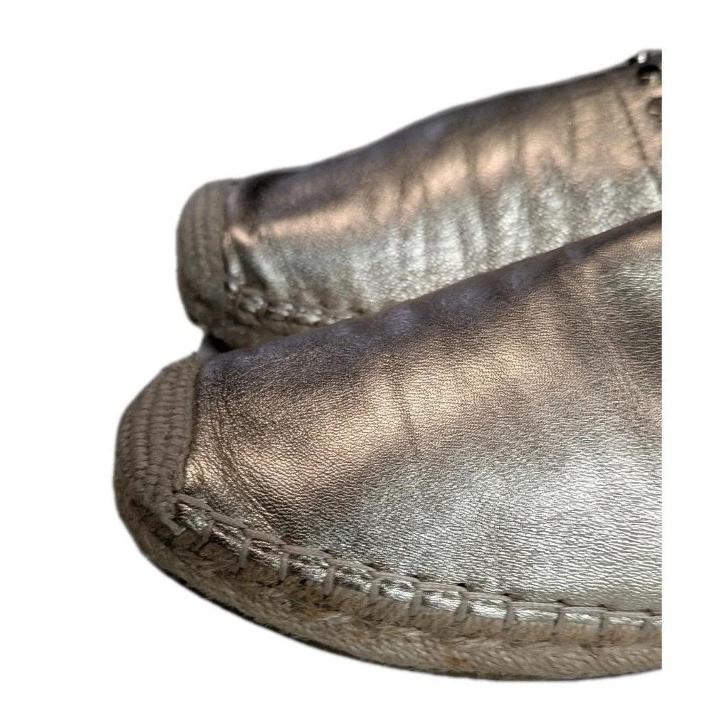 Sam Edelman Koda Gold Metallic Leather Studded Espadrille Flats Size 8M